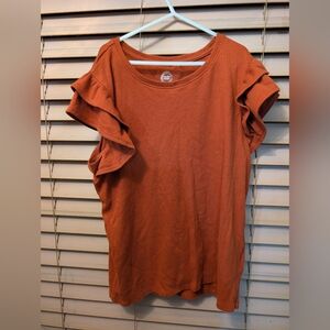 Wonder Nation Girl's Rust Ruffled Sleeve Tee
